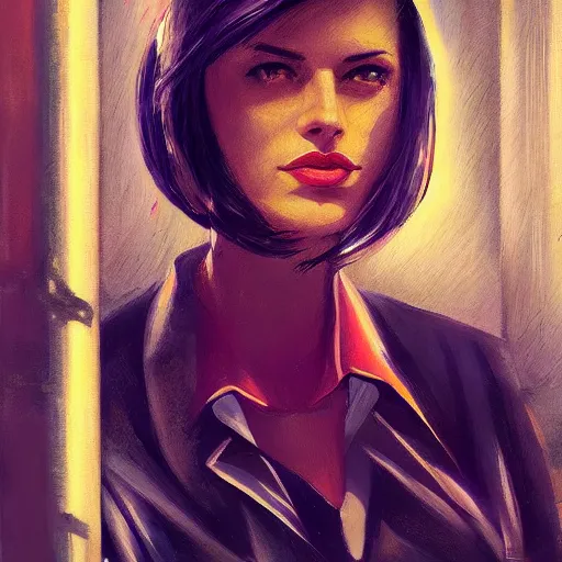 Image similar to detailed face of a woman, clockwork, moment, tectonic sky, skydome, bullet train, turbines, utopian, tech noir, wet reflections, prism, atmospheric, ambient, pj crook, syd mead, emma uber, greg rutkowski, edward hopper