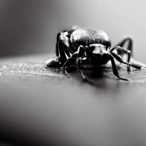 Prompt: close up photograph of an ant watching tv