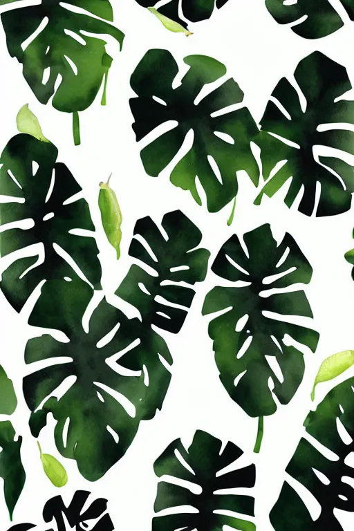 Image similar to minimalist watercolor banana plants, illustration, vector art