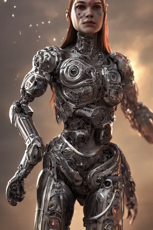 Image similar to cyborg girl warrior, ultra realistic, concept art, intricate details, highly detailed, photorealistic, octane render, 8 k