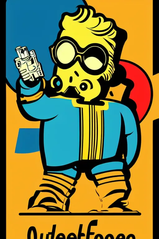 Image similar to fallout 7 6 retro futurist illustration art by butcher billy, sticker, colorful, illustration, highly detailed, simple, smooth and clean vector curves, no jagged lines, vector art, smooth andy warhol style