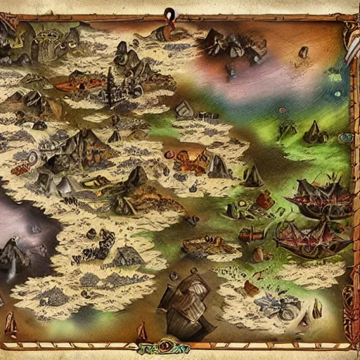 Prompt: beautiful and extremely detailed fantasy board game map