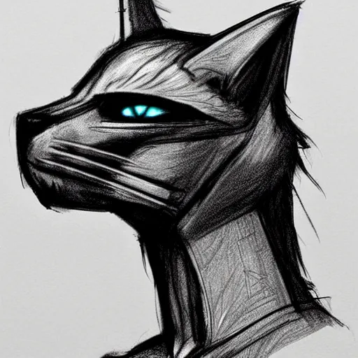 Image similar to cyberpunk cat in suit sketch sideview