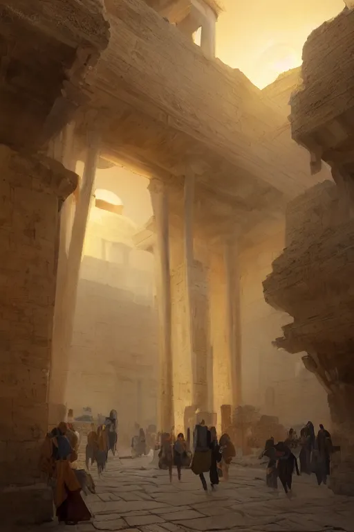 Prompt: ancient city of gyza at the time of the pharaohs, intricate, elegant, volumetric lighting, digital painting, highly detailed, artstation, sharp focus, illustration, concept art, ruan jia, steve mccurry