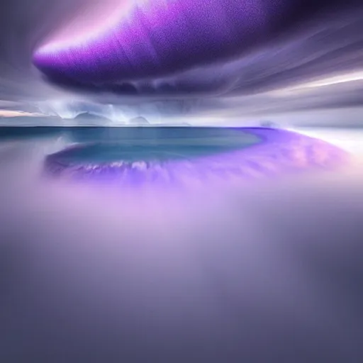 Image similar to amazing photo of a purple tornado in the sky by marc adamus, beautiful dramatic lighting