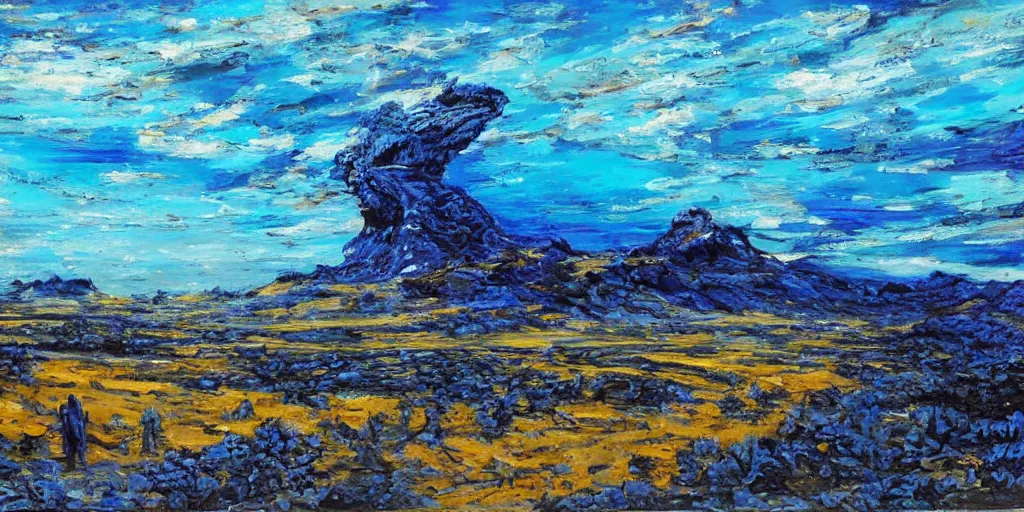 Image similar to Aliens Land Here, blue hues, masterpiece, landscape