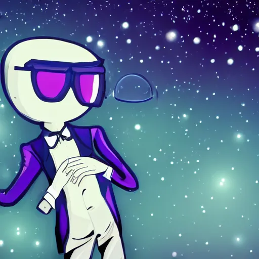 Prompt: fabulous alien with fancy clothes posing at the camera