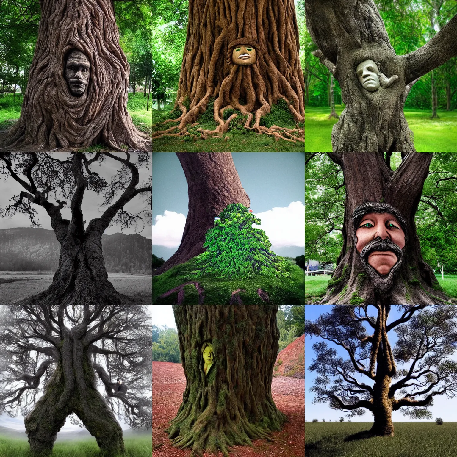 Prompt: a tree which resembles a man, fantasy