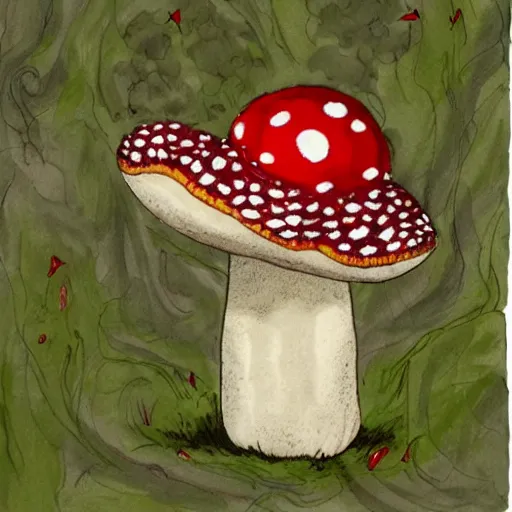 Prompt: donald trump eating amanita muscaria