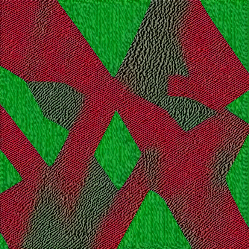 Prompt: an Autechre album cover using only straight lines and large geometric shapes and no more than 2 colors red and green, high resolution, lineart, high contrast