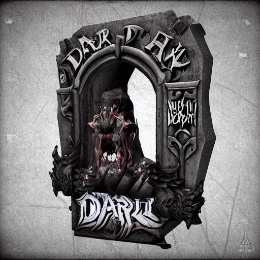 Image similar to 3d sculpt of an archway sign for a heavy metal inspired circus called 'the dark metal carnival', artstation, digital illustration