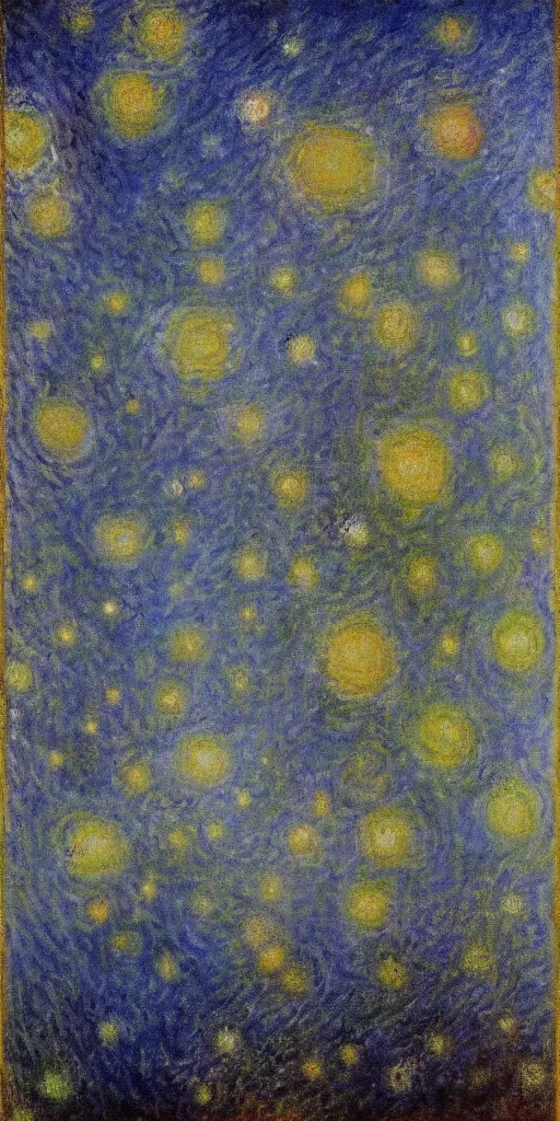 Image similar to The Hubble Deep Field, Claude Monet, oil on canvas