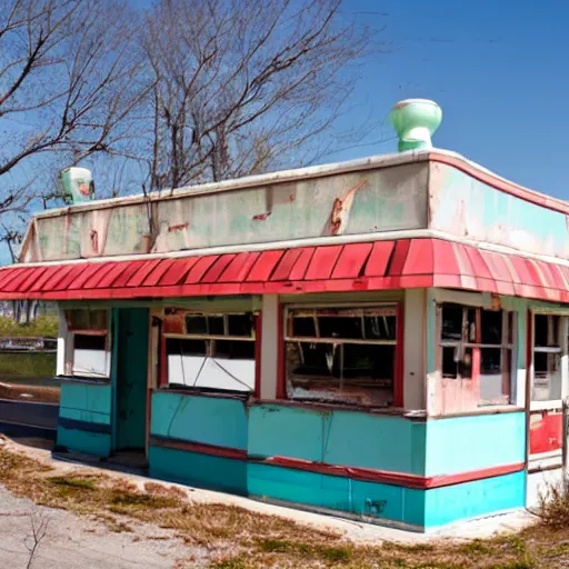 Image similar to an abandoned 1 9 5 0 s diner, pristine condition, kenopsia