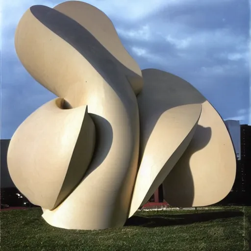 Image similar to A installation art. A rip in spacetime. Did this device in her hand open a portal to another dimension or reality?! alabaster, chestnut by Frank Gehry curvaceous