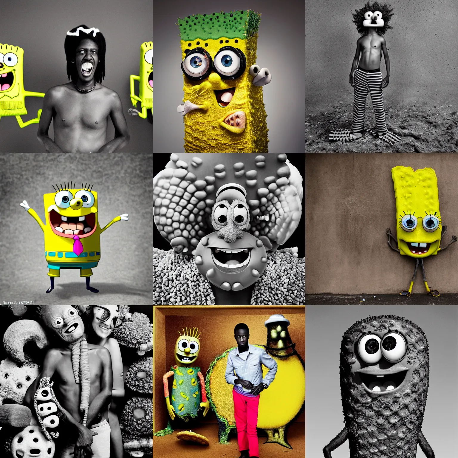 Prompt: photo of spongebob squarepants by zanele muholi