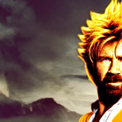 Prompt: chuck norris going super saiyan