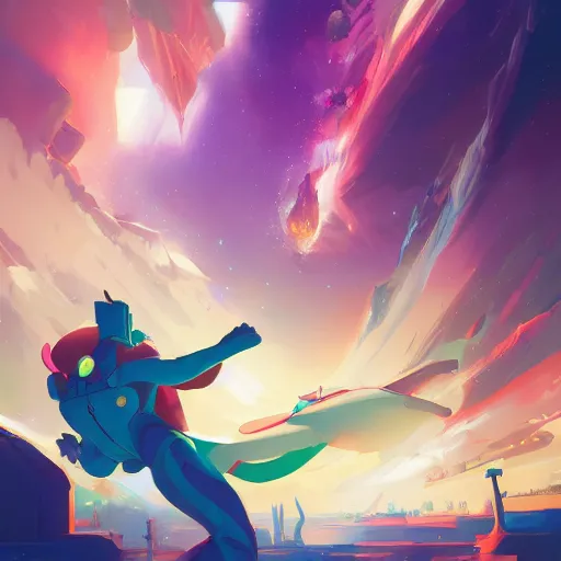 Image similar to hero world space dandy, behance hd by jesper ejsing, by rhads, makoto shinkai and lois van baarle, ilya kuvshinov, rossdraws global illumination