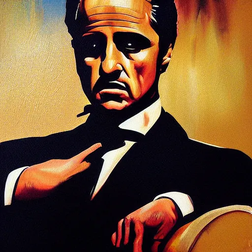 Image similar to The-Godfather painting by Thomas-Montacellinio