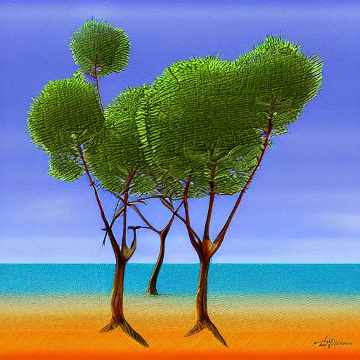 Prompt: beach forest, digital art