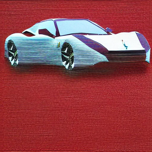 Image similar to Ferrari, tissue paper art
