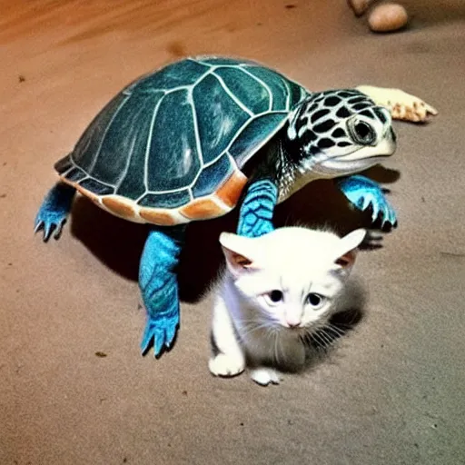 Prompt: merge of a turtle and the cuttest kitten ever