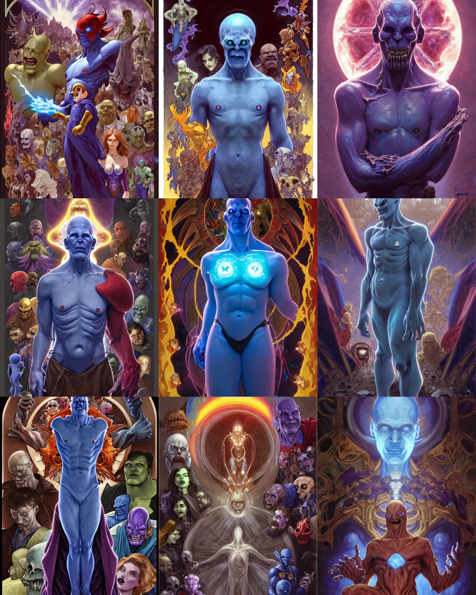 Prompt: the platonic ideal of super mario galaxy of cletus kasady ultimate carnage thanos dementor doctor manhattan chtulu nazgul, detailed, intricate, hyperrealism, intense, scary, decay, dmt, art by brock hofer and artgerm and greg rutkowski and alphonse mucha