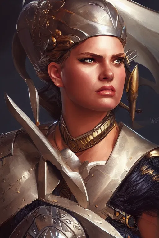 Image similar to amazon valkyrie athena, d & d, fantasy, portrait, highly detailed, headshot, digital painting, trending on artstation, concept art, sharp focus, illustration, art by artgerm and greg rutkowski and magali villeneuve