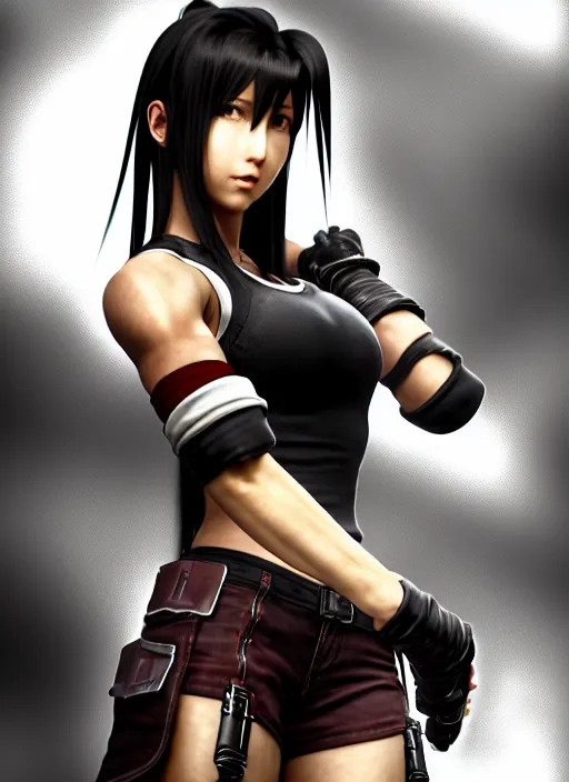 Image similar to 3 / 4 view of a portrait of tifa from final fantasy vii remake, evangelion, au naturel, hyper detailed, digital art, trending in artstation, cinematic lighting, studio quality, smooth render, frostbite 3 engine rendered, art style by klimt and nixeu and ian sprigger and wlop and krenz cushart