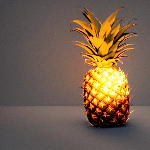 Prompt: hyper realistic, studio photography, good ilumination of a burning pineapple