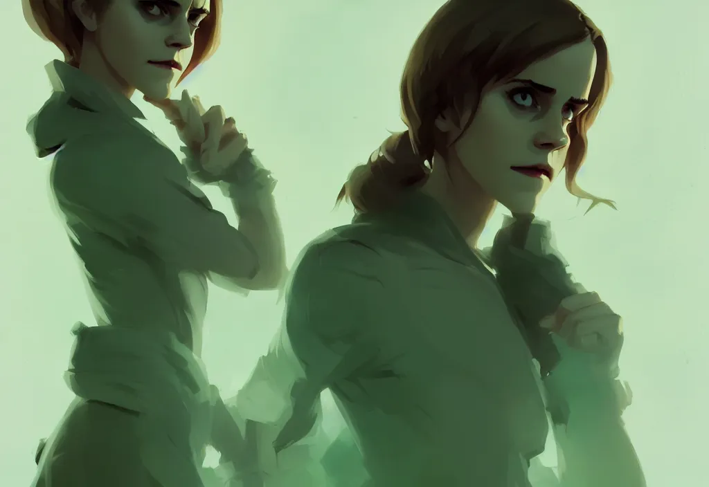 Image similar to emma watson as evil catgirl in the oval cabinet, fantasy, by atey ghailan, by greg rutkowski, by greg tocchini, by james gilleard, by joe gb fenton, dynamic lighting, gradient light green, brown, blonde cream, salad and white colors in scheme, grunge aesthetic