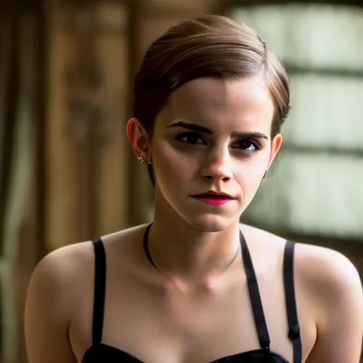 Image similar to Emma Watson in Inglorious Basterds, Movie still, XF IQ4, 50mm, F1.4, studio lighting, professional, 8K, Look at all that detail!, Dolby Vision, UHD