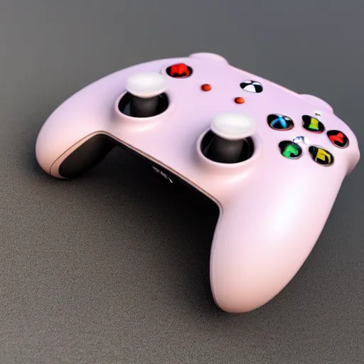 Image similar to Render of a beautiful 3d anime Xbox controller, long pink hair, hazel eyes, cute freckles, full round face, soft smile, cute sundress, golden hour, serene beach setting, medium shot, mid-shot, hyperdetailed, trending on Artstation, Unreal Engine 4k