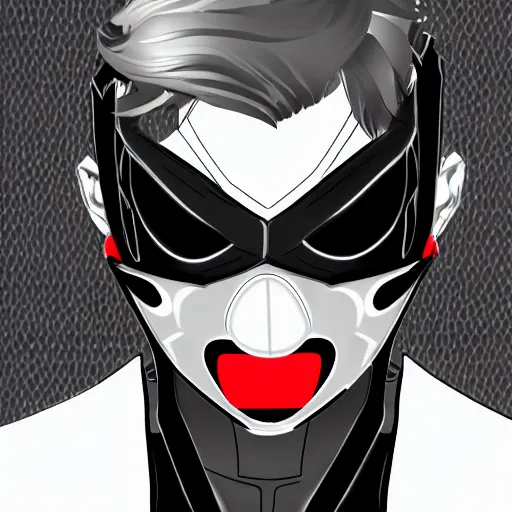 Image similar to detailed guy with mask made in persona style highly detailed high quality, 8k, smooth, art, art, detailed face, sharp focus, beautiful scene, neon,