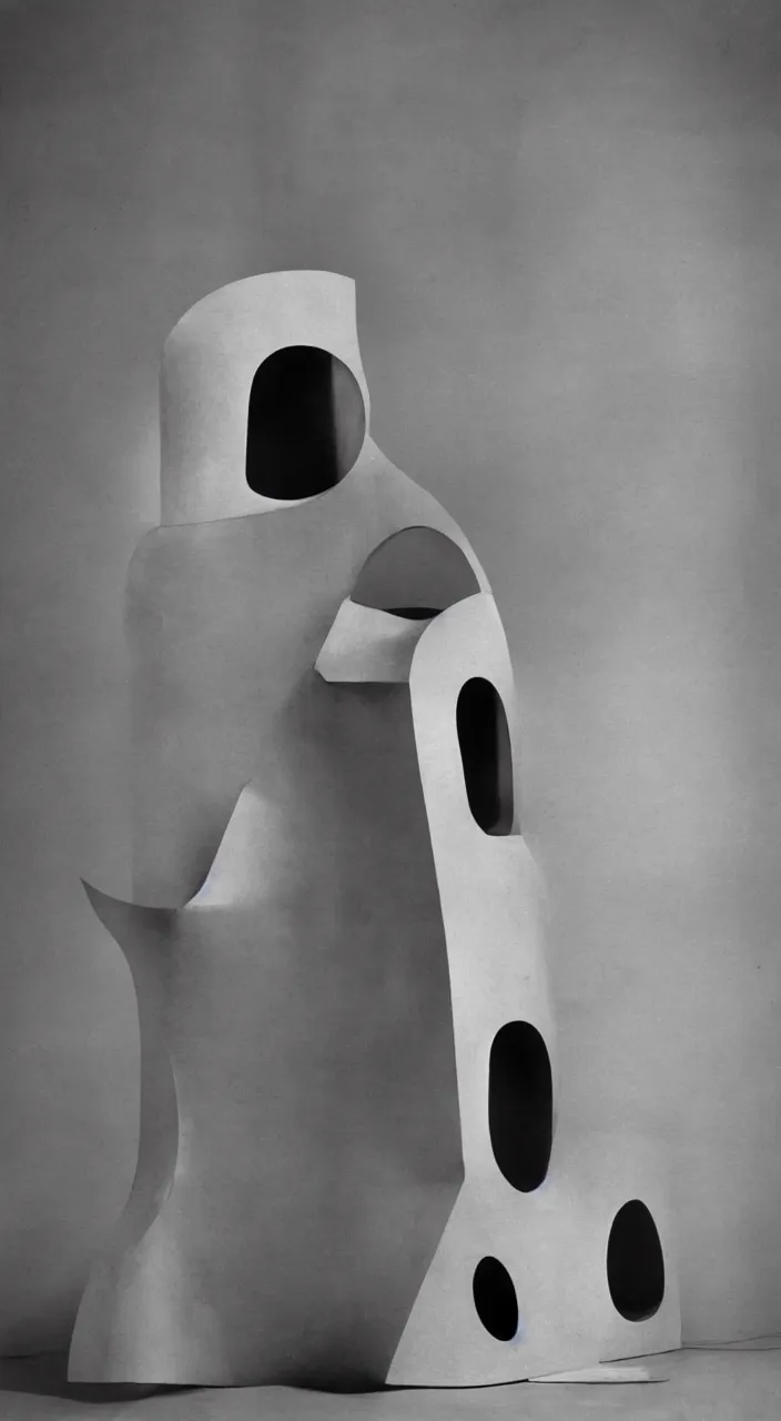 Prompt: a cat tower designed by isamu Noguchi, 90’s photography, anton corbjin,