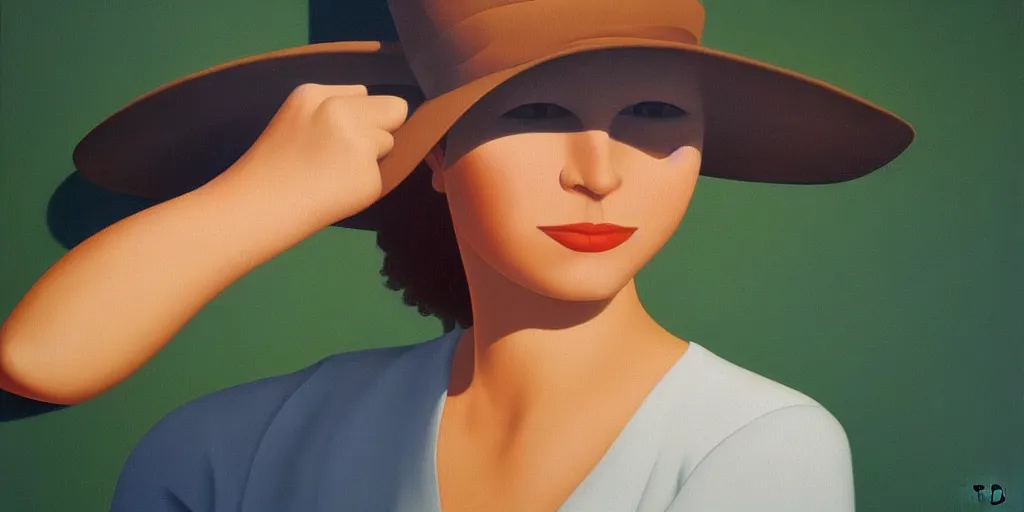 Prompt: hat, summer evening, kenton nelson