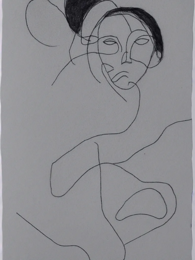 Prompt: minimalist female portrait, one line drawing, bold quick sketch inspired by bauhaus, henri matisse.
