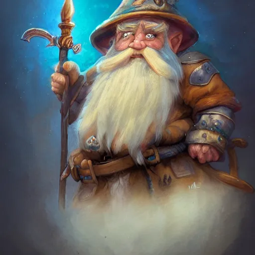 Image similar to a detailed portrait of a gnome wizard, by justin gerard and jean baptiste monge, digital art, realistic painting, dnd, character design, trending on artstation