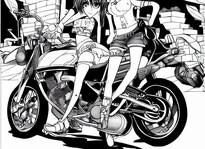 Image similar to motorcycle girl in animanga