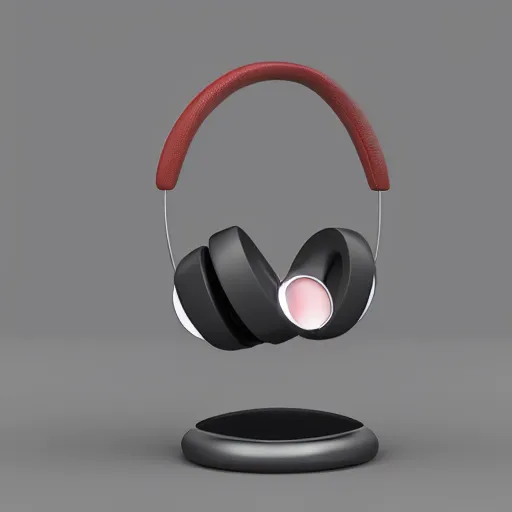 Image similar to wireless headphone stand, futuristic, techno, cyberpunk, product design, 3 d render, concept, fun, swag