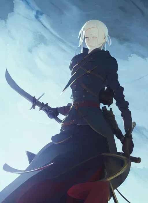 Image similar to lady maria of the astral clocktower, helm of second world war german warship landscape, illustration concept art anime key visual trending pixiv fanbox by wlop and greg rutkowski and makoto shinkai and studio ghibli and kyoto animation, fantasy, grimdark, volumetric lighting