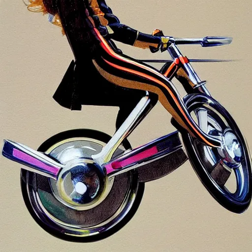 Image similar to concept art for a car unicycle, painted by syd mead, high quality