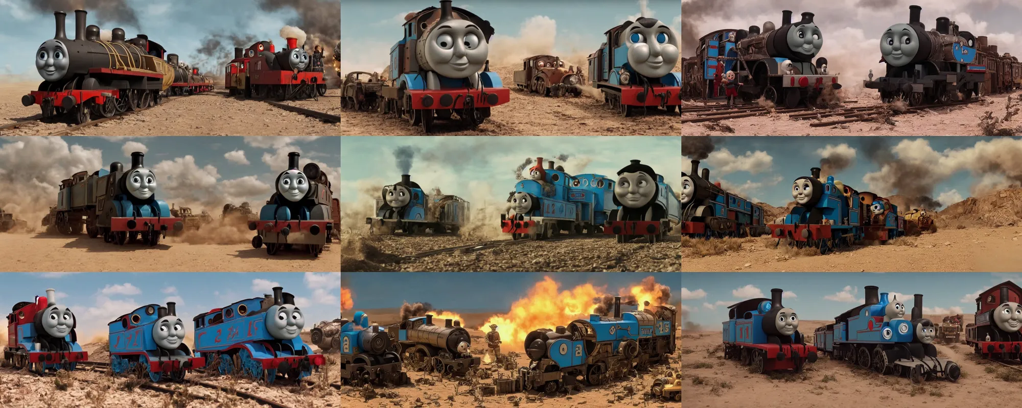 Image similar to still frame of Thomas the Tank Engine in MAD MAX: FURY ROAD (2015)