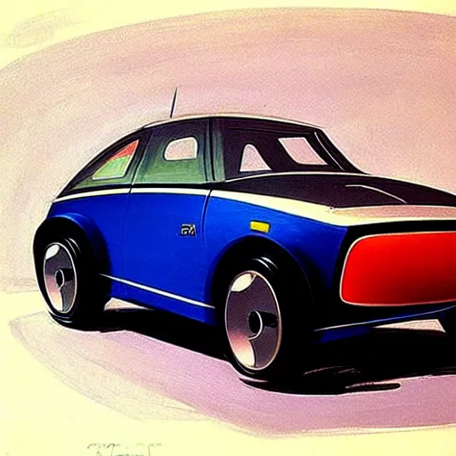 Image similar to concept art for a tiny car, painted by syd mead, high quality