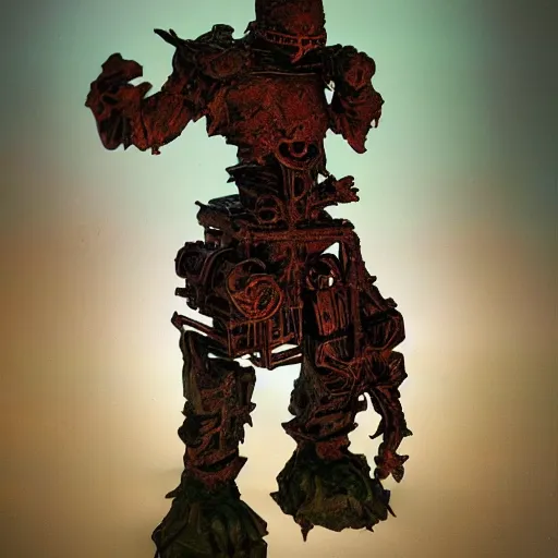 Image similar to D&D, old rusty warforged gardener, dramatic beautiful lighting, 8k photgraphy, codachrome,