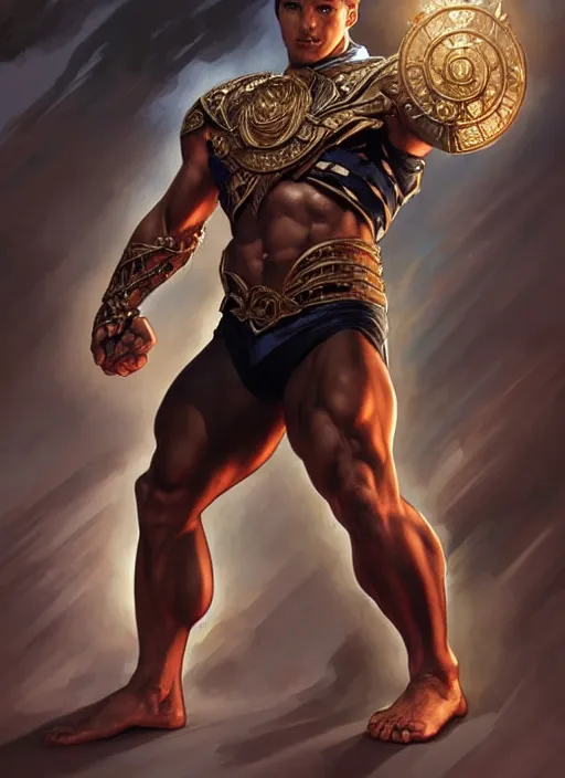 Prompt: aggressive superboy prime, d & d, muscular! crossfit anatomy, fantasy, intricate, elegant, highly detailed, digital painting, artstation, concept art, smooth, sharp focus, illustration, art by artgerm and greg rutkowski and alphonse mucha and alex ross and donato giancola and bayard wu and gustav moreau and wayne barlowe