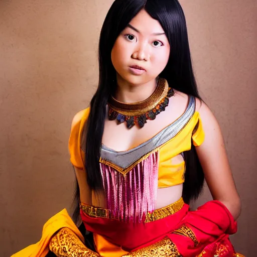 Image similar to young woman as ramayana, cosplay, studio lighting