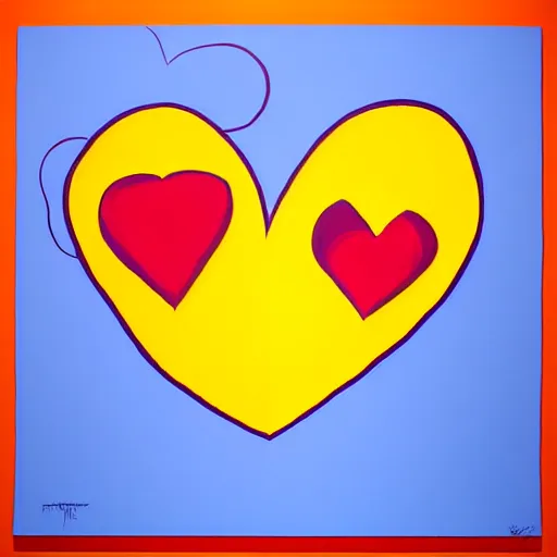 Image similar to splash painting, abstract art, heart, by os gemeos