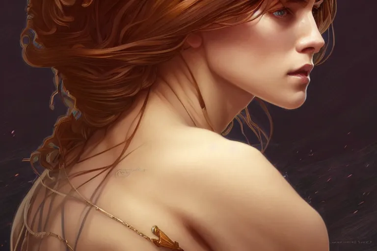 Image similar to symmetry!! intense fanart of gemma as acotar protagonist, intricate, elegant, highly detailed, my rendition, digital painting, artstation, concept art, smooth, sharp focus, illustration, art by artgerm and greg rutkowski and alphonse mucha