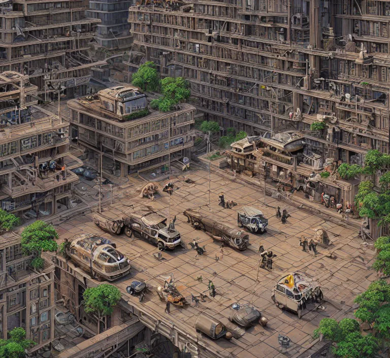 Image similar to hyperrealism photography hyperrealism concept art of highly detailed beavers builders that building highly detailed futuristic city by wes anderson and hasui kawase and scott listfield sci - fi style hyperrealism rendered in blender and octane render