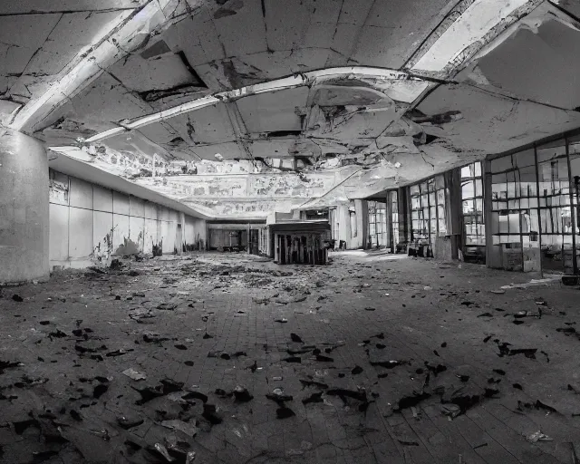 Prompt: camera footage of a Gigantic Headcrab in an abandoned shopping mall, high exposure, dark, monochrome, camera, Unreal engine 5, grainy, CCTV, security camera footage, timestamp, zoomed in, fish-eye lens, headcrab, cockroach, spider, horrifying :4